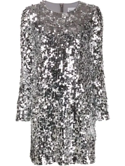 Be Blumarine Sequin Mini Dress In Silver