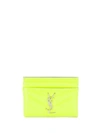 Saint Laurent Monogram Card Holder In Yellow