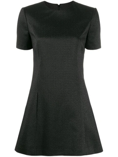 Saint Laurent Glitter Flared Dress In Black