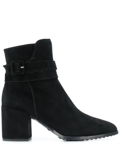 Tod's Buckle Detail Boots In Black
