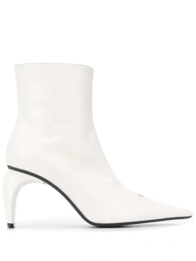 Misbhv Curved-heel Leather Ankle-boots In White