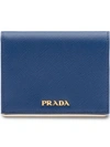 Prada Logo-plaque Folding Wallet In Blue