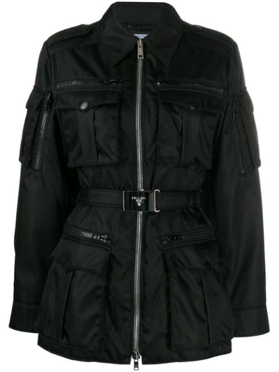 Prada Belted Utility Jacket In Black