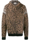 Laneus Leopard Print Hoodie In Brown