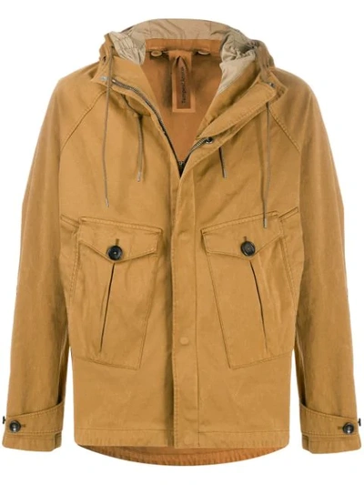 Ten C Cargo Pocket Hooded Jacket In Brown