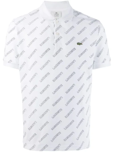 Lacoste Live Logo Print Polo Shirt In White