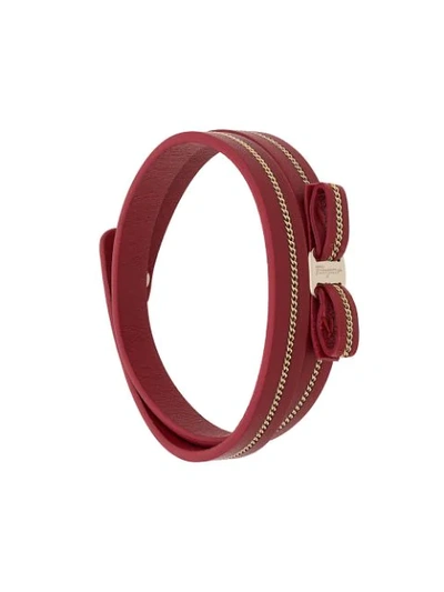 Ferragamo Chain-embellished Bracelet In Red