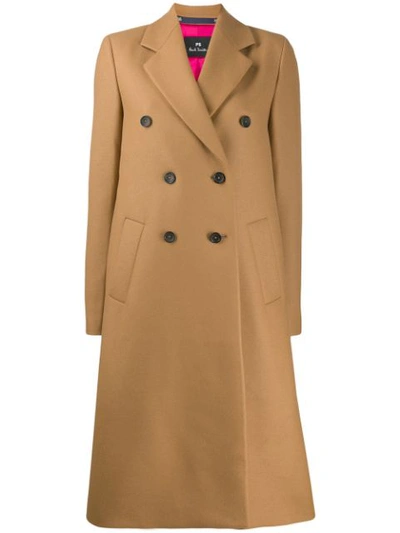 Ps By Paul Smith Ps Paul Smith Double Breasted Coat - Brown In Beige