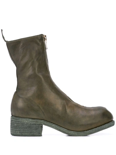Guidi Zip Front Ankle Boots In Green