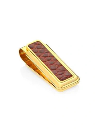 Saks Fifth Avenue Men's Collection Goldtone Alligator Money Clip In Cognac Gold