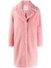 Stand Studio Camille Faux-shearling Coat In Pink