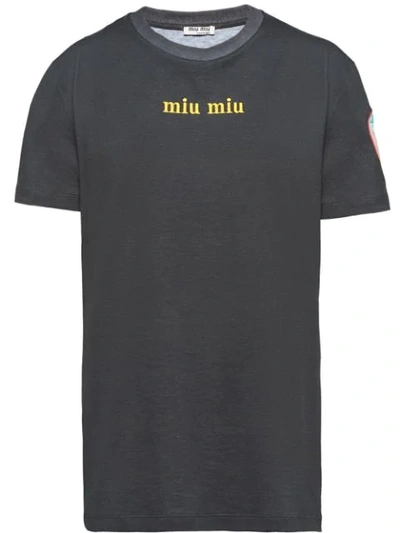 Miu Miu Printed T-shirt In Black