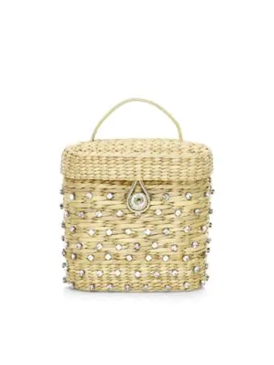 Poolside Women's The Ashleigh Embellished Straw Canteen Bag In Natural