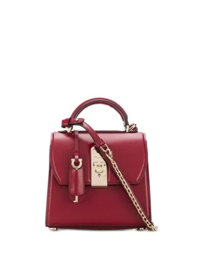 Ferragamo Small Boxyz Leather Top Handle Bag In Red