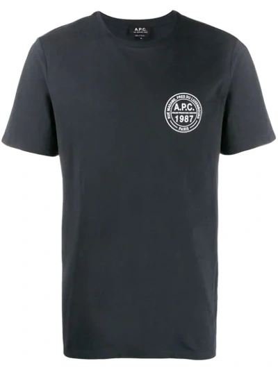 Apc Logo Print T-shirt In Iak Dark Navy