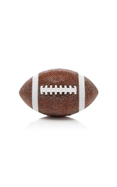 Judith Leiber Football Pigskin Crystal Clutch In Brown