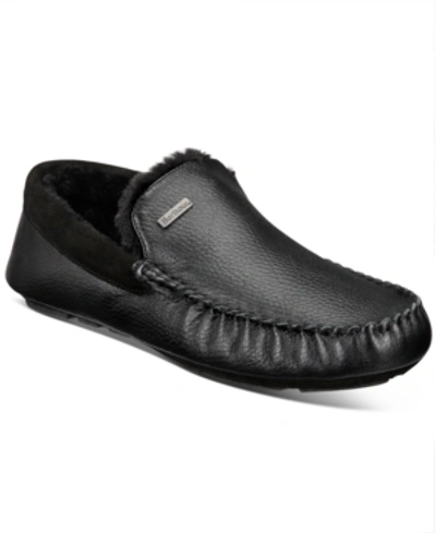 Barbour Monty Faux Shearling-lined Leather Moccasins In Black Leather
