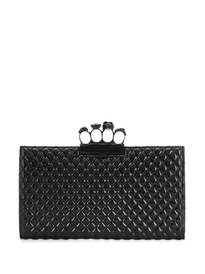 Alexander Mcqueen Clutch Mit Schlagring-griff In Black