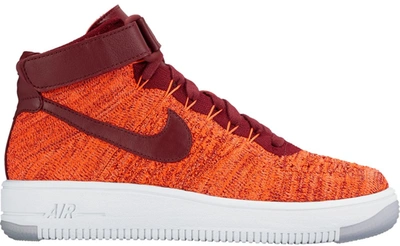 Pre-owned Nike Air Force 1 Flyknit Total Crimson Team Red (women's) In Total Crimson/team Red