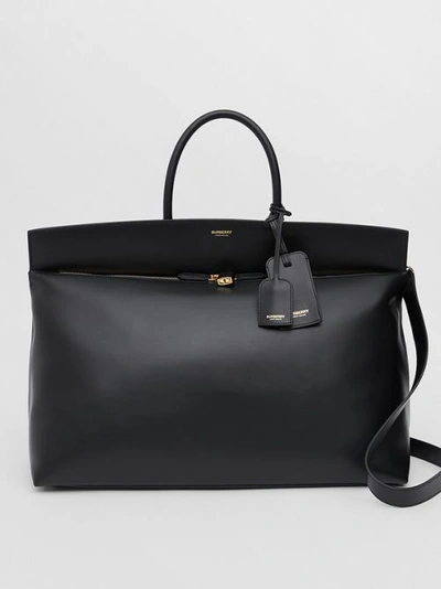 Burberry Extra Large Leather Society Top Handle Bag In Black