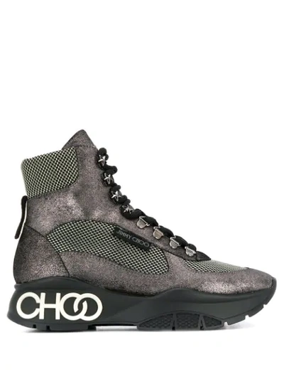 Jimmy Choo Inca/f Anthracite Crosta Suede And Technical Mesh Trainers In Grey