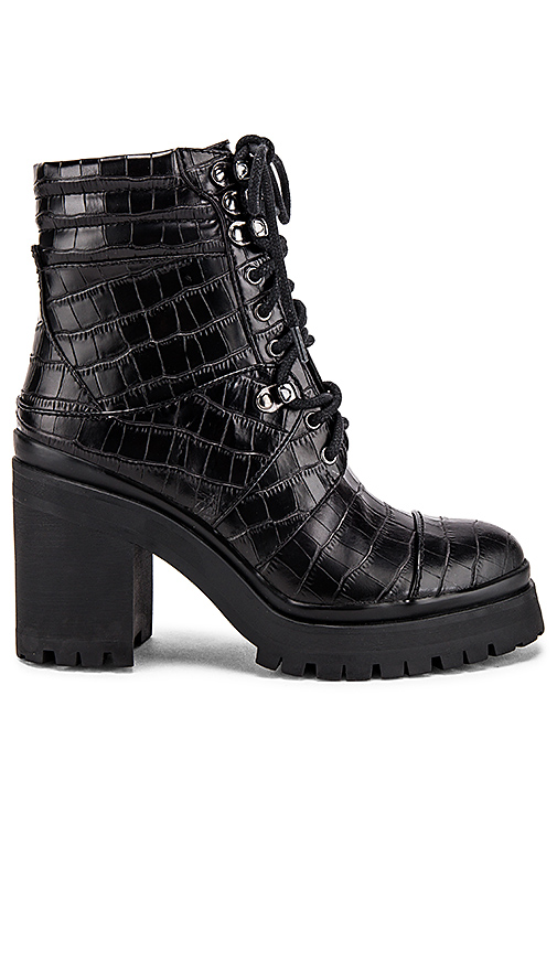 Alice And Olivia Marren Croc-embossed Leather Combat Boots In Black ...