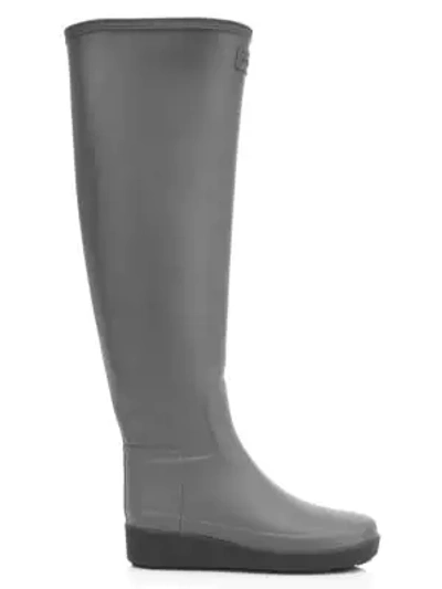 Hunter Women's Knee-high Creeper Rain Boots In Clatter Grey