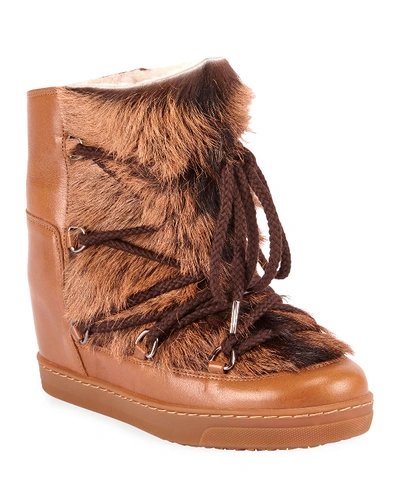 Isabel Marant Nowles Shearling-lined Lace-up Booties In Brown