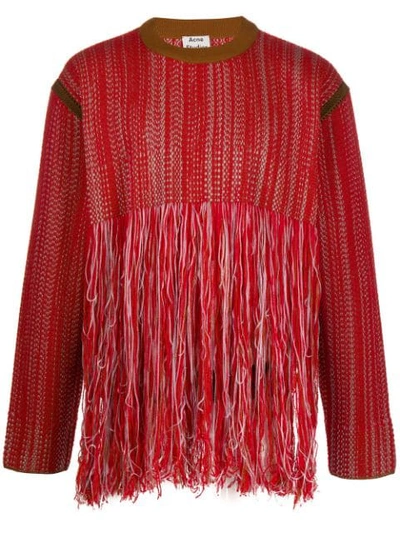 Acne Studios Herringbone-weave Sweater Red/brown