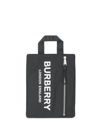 Burberry Logo Print Econyl® Portrait Pouch In Black