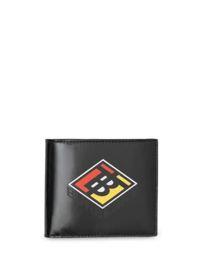 Burberry Logo Graphic Canvas International Bifold Wallet In Black