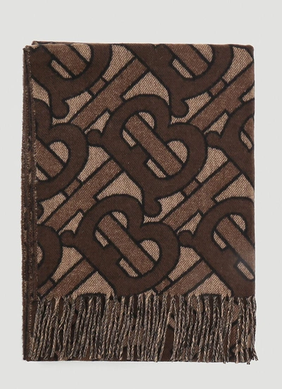 Burberry Mongram Cashmere Jacquard Scarf In Brown