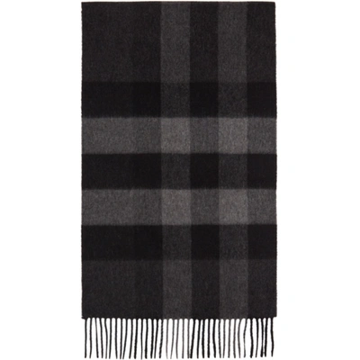 Burberry Scarf In Scottish-woven Check Cashmere In Charcoal