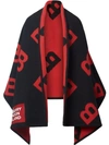Burberry Reversible B Motif Wool Cashmere Blanket Cape In Black