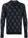 Fendi Gothic Logo Crewneck Sweater In Blue