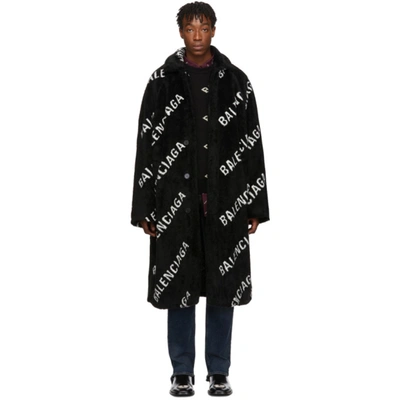 Balenciaga Oversized Faux Fur Car Coat In Black | ModeSens