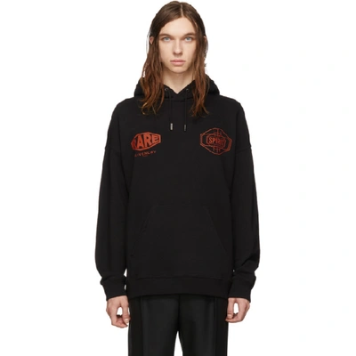 Givenchy Printed Cotton-terry Hooded Sweatshirt In 001-black