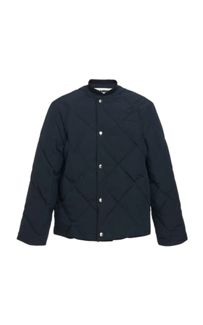 Jil Sander Quilted Shell Bomber Jacket In Navy