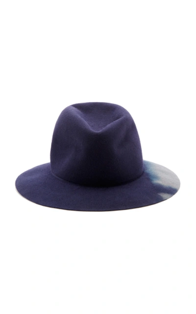 Albertus Swanepoel Dip Dye Fur Felt Fedora In Navy