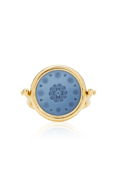 Ashley Mccormick Women's 18k Gold And Agate Ring In Blue
