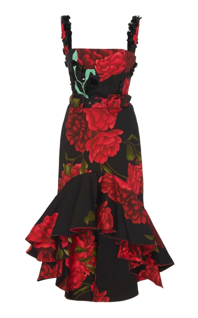 Johanna Ortiz Exclusive Floriated Embellished Belted Dress In Floral