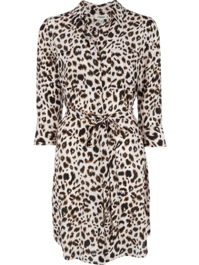 L Agence Stella Belted Leopard-print Silk Mini Dress In Multi