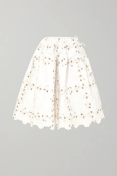 Cecilie Bahnsen Rosie Quilted Cotton-jacquard Midi Skirt In White