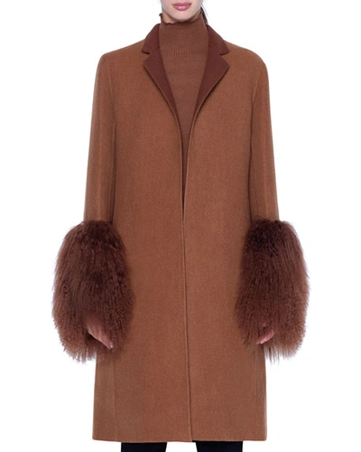 Akris Cashmere Coat With Shearling Cuffs