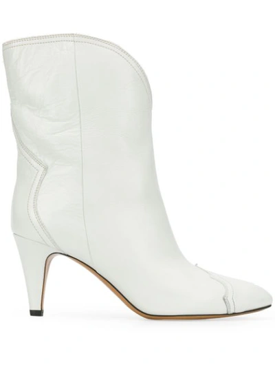 Isabel Marant Dythey 80 White Leather Ankle Boots