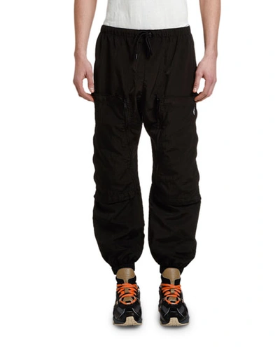Marcelo Burlon County Of Milan Men's Nylon Cross Pocket Jogger Pants In Black/white