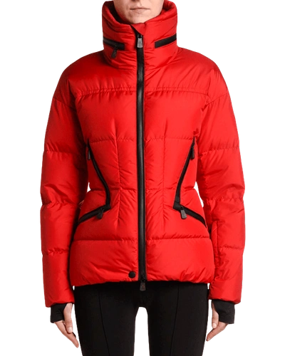 Moncler Womens Red Dixence Hooded Shell-down Jacket S In Black