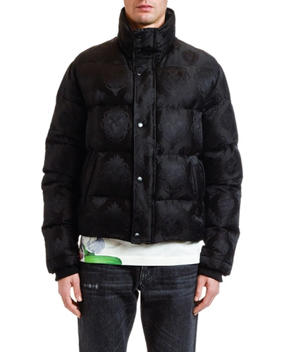 Dolce & Gabbana Men's Jacquard Quilted Puffer Bomber Jacket In Black