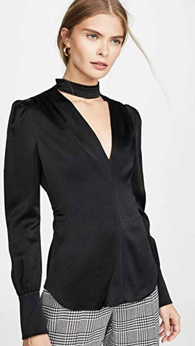 A.l.c Hirsch Keyhole Crepe Blouse In Black