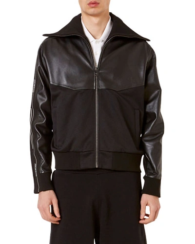 Givenchy Men's Leather & Fabric Paneled Track Jacket